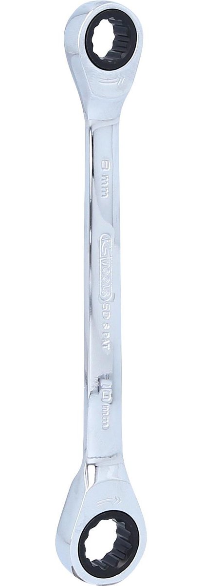 KS Tools 503.4511 Gear Plus podwójny klucz oczkowy z grzechotką, 8 X 10 MM 5034511