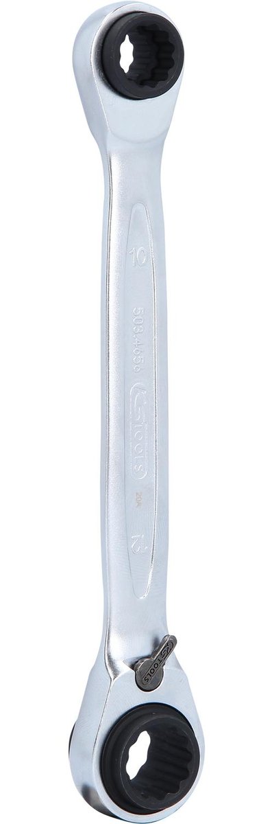 KS TOOLS 4 w 1 GEAR+ Podwójny klucz oczkowyz grzechotka, przelaczany,