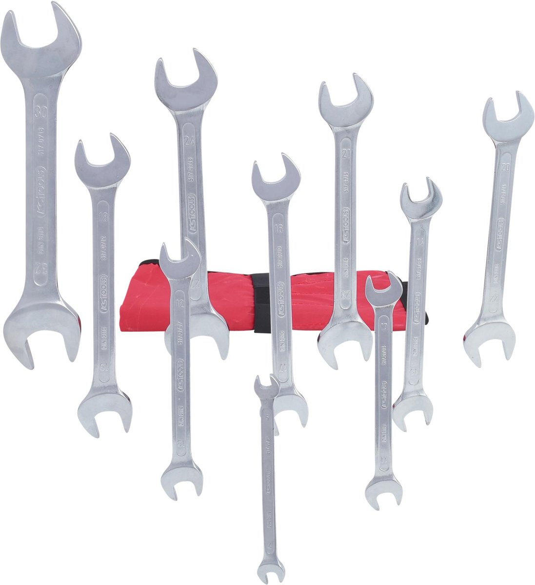 KS Tools 517.0123 Classic podwójny klucz płasko-oczkowych, 9-częściowy, 6 X 7  30 X 32 MM 517.0123