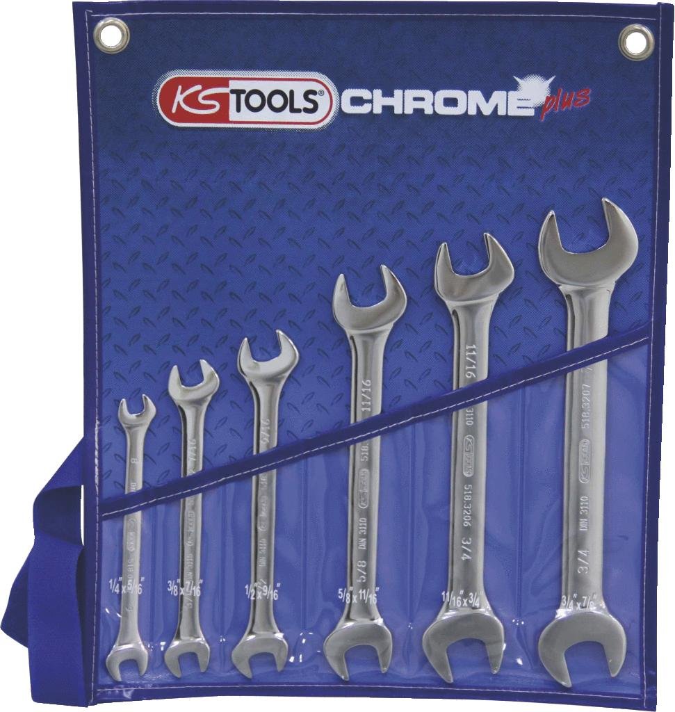 KS TOOLS CHROMEplus Zestaw podwójnych kluczy szczek6-szt, 1/4
