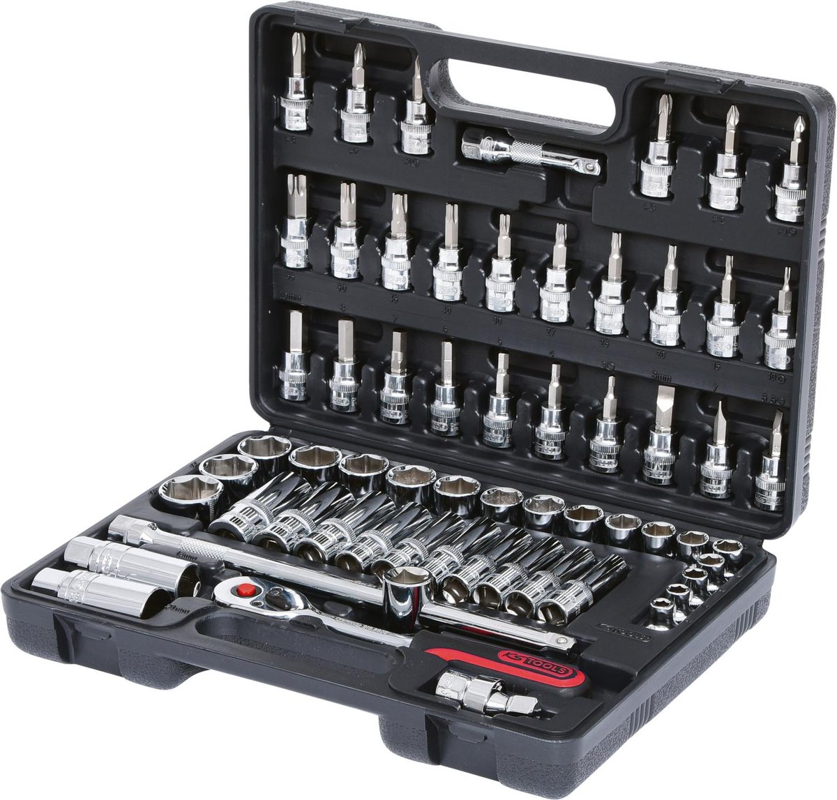 KS Tools 918.0661 3/8 cala Chrome Plus zestaw kluczy nasadowych, 61-częściowy 4042146083635