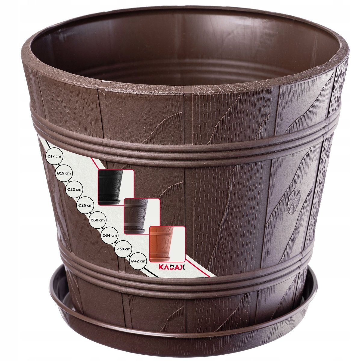 Doniczka Osłonka Z Podstawką Donica Brązowa 42Cm