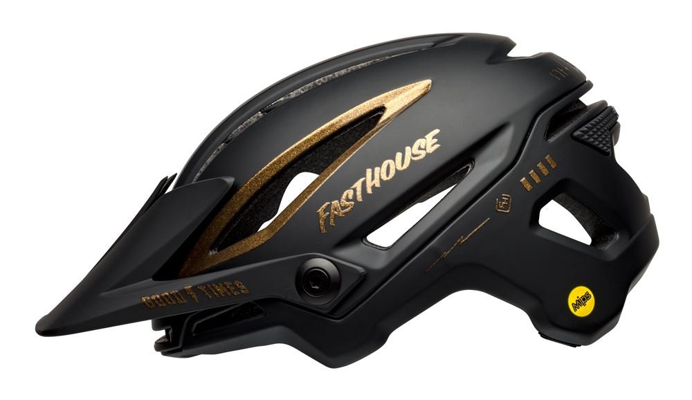 Kask mtb Bell Sixer Integrated Mips Fasthouse Matte Gloss Black Gold