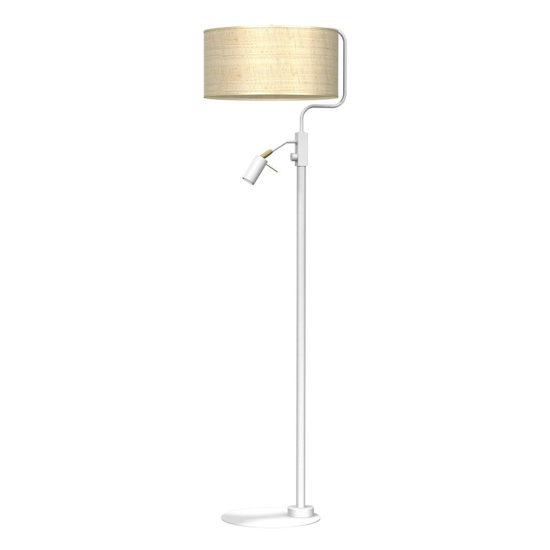 Milagro Lampa podłogowa MARSHALL WHITE / RATTAN 1xE27 + 1x mini GU10 MLP7492