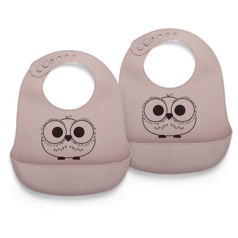 2 Śliniaki Silikonowe Z Kieszonką Owl Woodrose Nuuroo