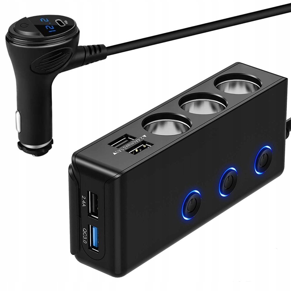 Rozdzielacz Gniazda Zapalniczki 12-24V 4Xusb Qc Pd