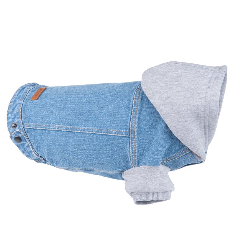 Amiplay Denim Kurtka Jeansowa Z Kapturem Dla Psa 40Cm Miniature Schnauzer Niebieska