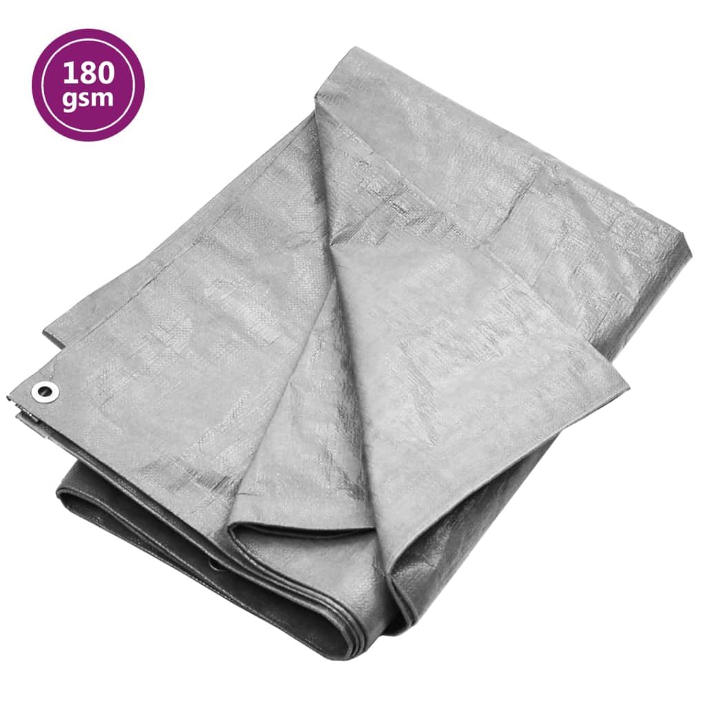 vidaXL Plandeka, 180 g/m², 6x6 m, szara, HDPE
