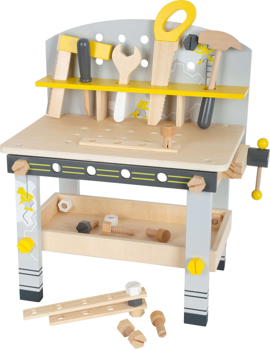 Dziecięcy drewniany stół roboczy z narzędziami Legler Mini