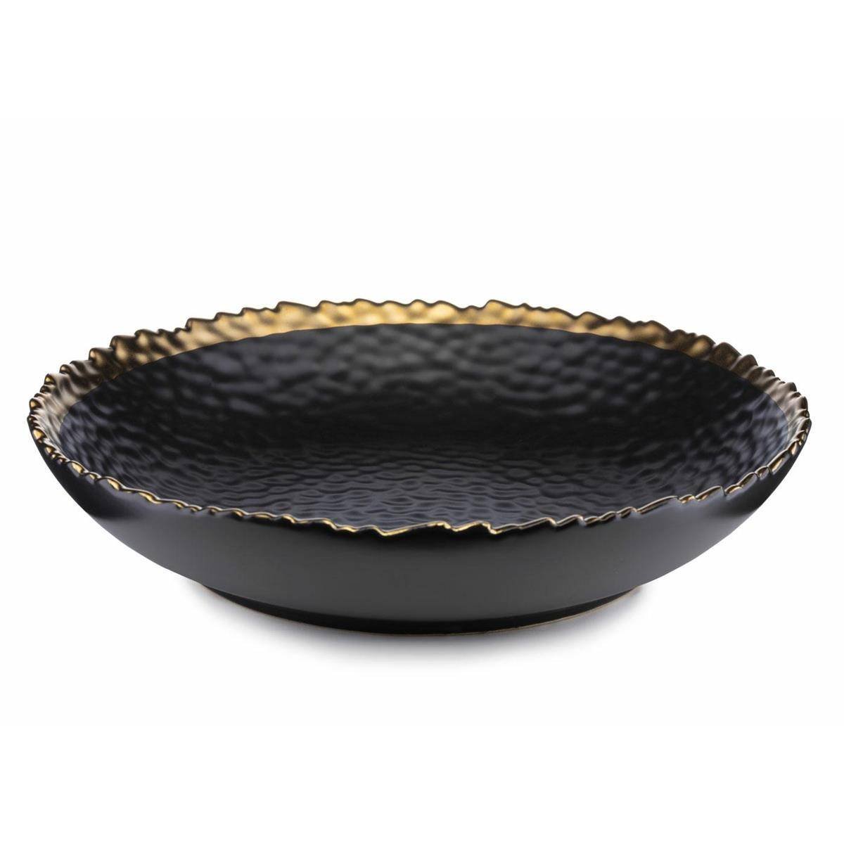 Talerz Obiadowy Duży Głęboki Kati Black Gold 26 Cm