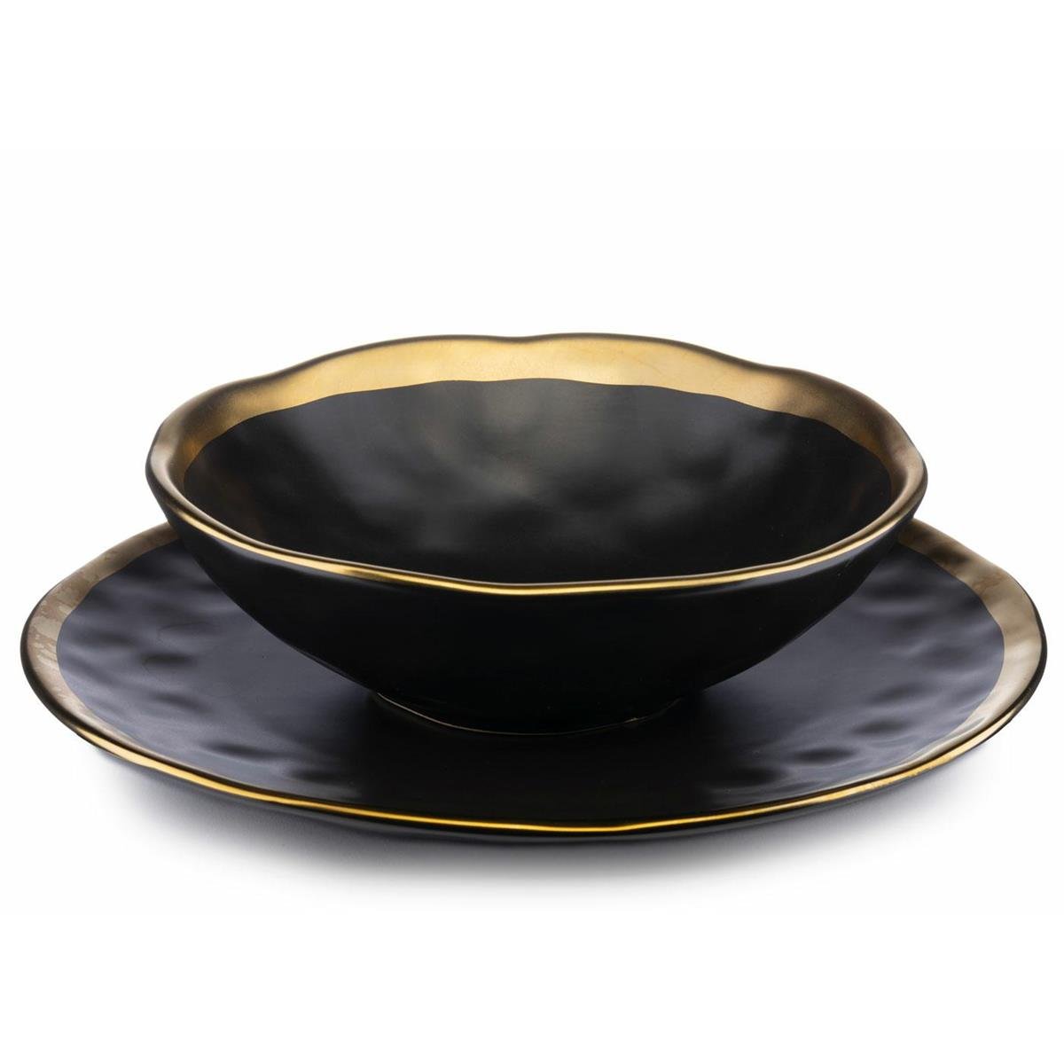 Zestaw obiadowy na 4 os. LISSA BLACK GOLD 8 talerzy