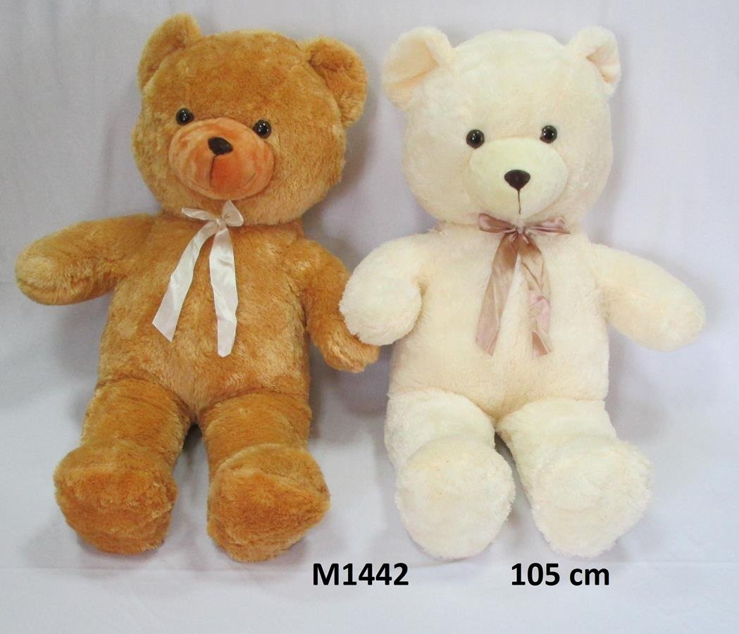 Teddies Miś pluszowy beżowy 100 cm z czerwoną kokardką