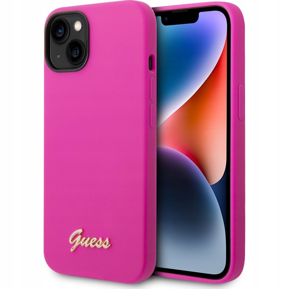 Guess Etui Hardcase Silicone Vintage Gold Logo do iPhone 14 Plus różowe