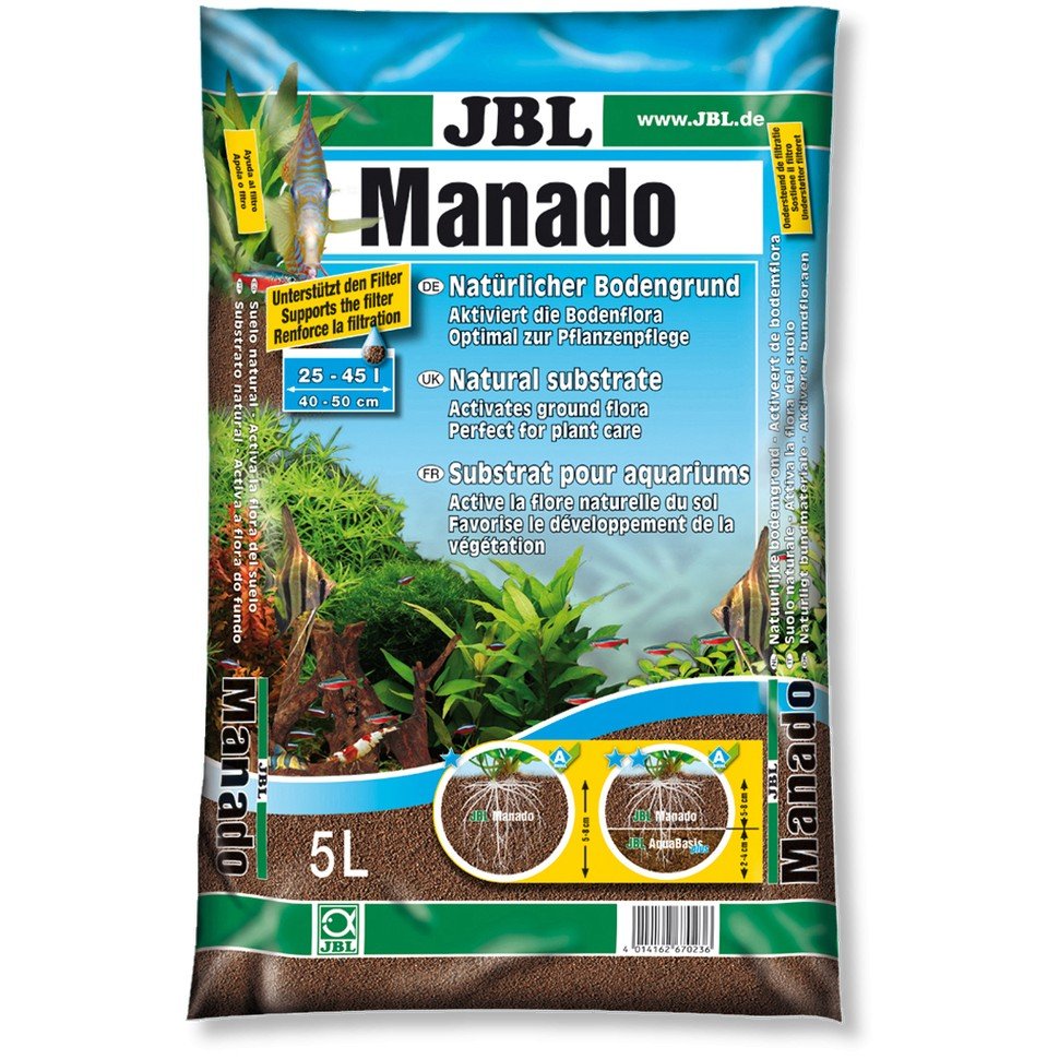 JBL Podłoga naturalna do akwariów słodkowodnych, Manado, 10 l, brązowy