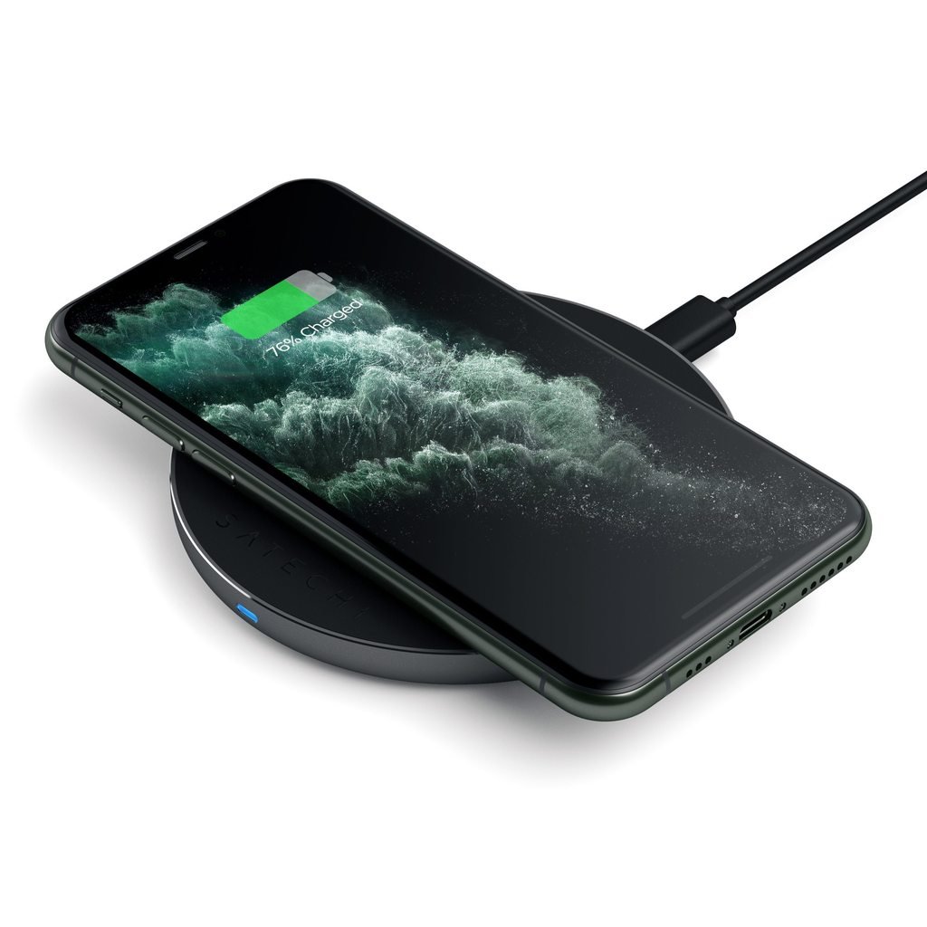 SATECHI SATECHI ALUMINUM TYPE-C PD & QC WIRELESS CHARGER Space Gray | iPhone Xs / Xs Max / Xr / X / 8 / 8 Plus ST-IWCBM