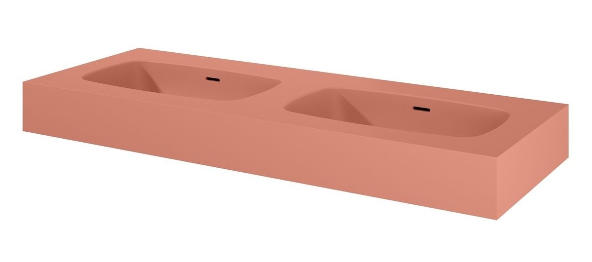 Elita Dimple umywalka 121x46 cm ścienna prostokątna podwójna terra pink mat 168892