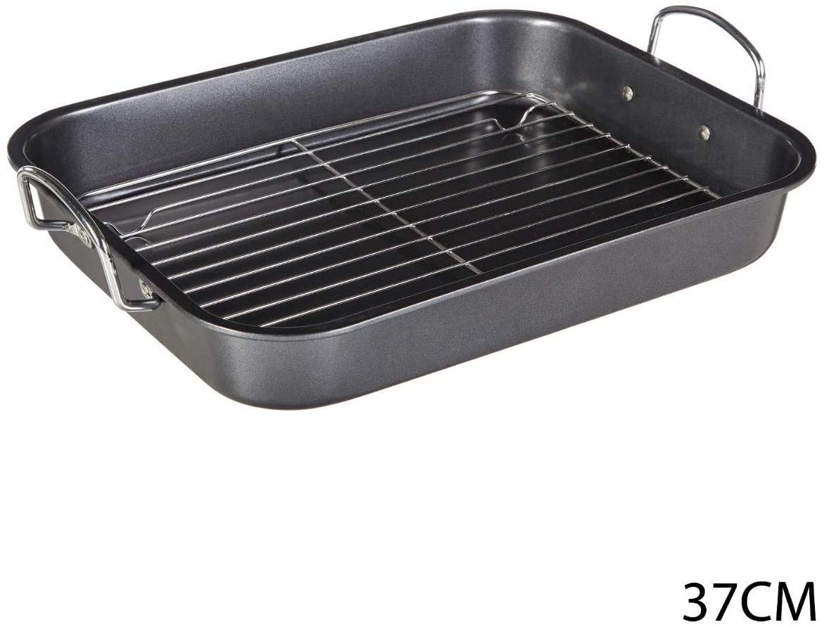 Forma do pieczenia z rusztem i uchwytami 37 x 29 x 5,5 cm stal nierdzewna 119510A