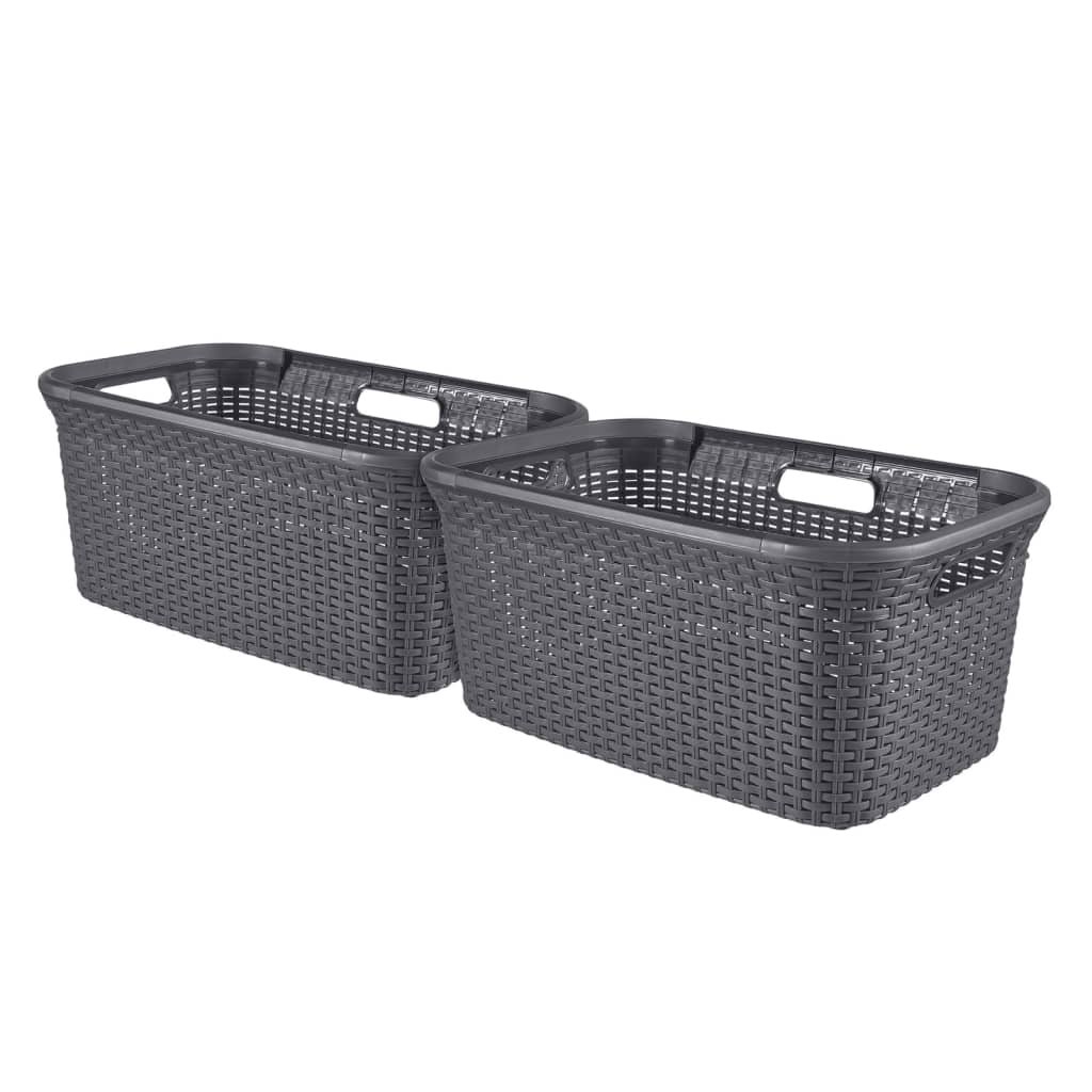 Curver Zestaw koszy na pranie Style, 2 x 45 L, antracytowy
