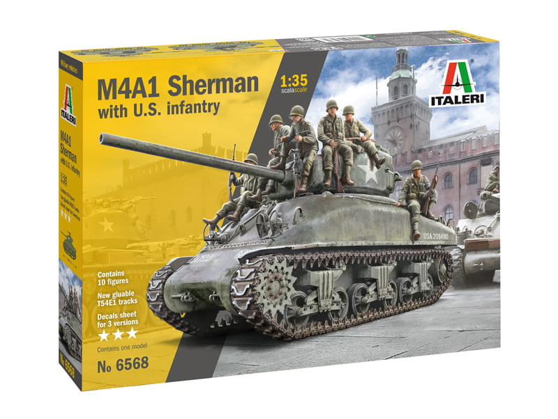 Italeri 6568 1:35 M4A1 Sherman With U.S. Infantry