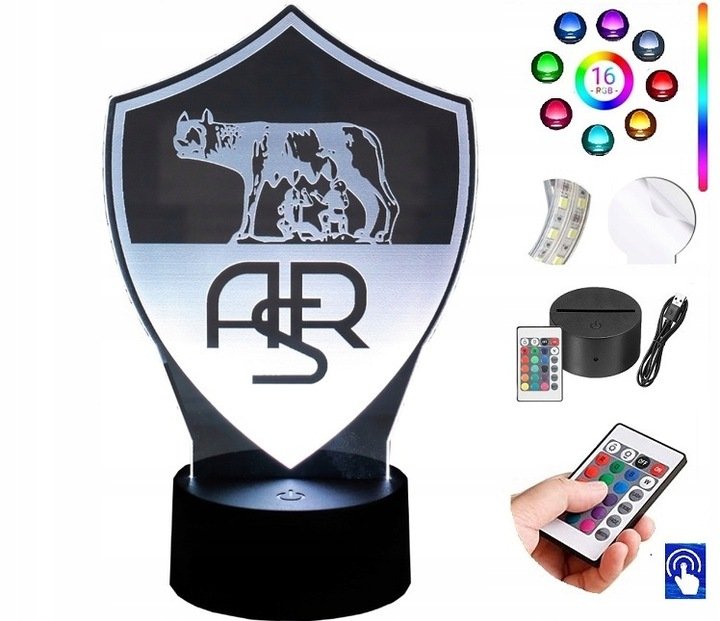 Lampka Nocna AS Roma Piłka 16 kolorów LED PLEXIDO