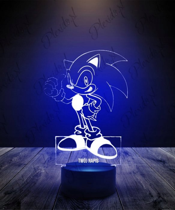 Lampka Nocna Jeż Sonic RGB LED Grawer PLEXIDO