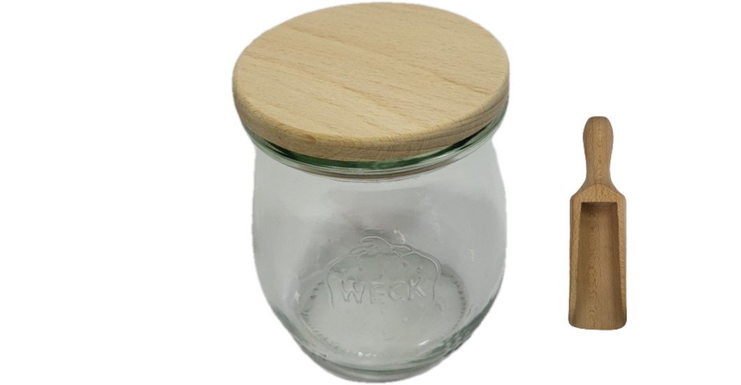 Zestaw Słoików Weck Pojemność 220 Ml Średnica 60mm 12Sztuk + Drewniane Wieka, Miarka / Weck