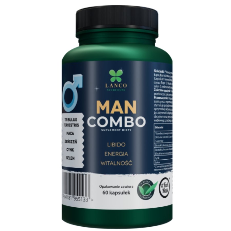 Man Combo, Suplement na libido, testosteron, witalność i męską energię, 60 kaps.