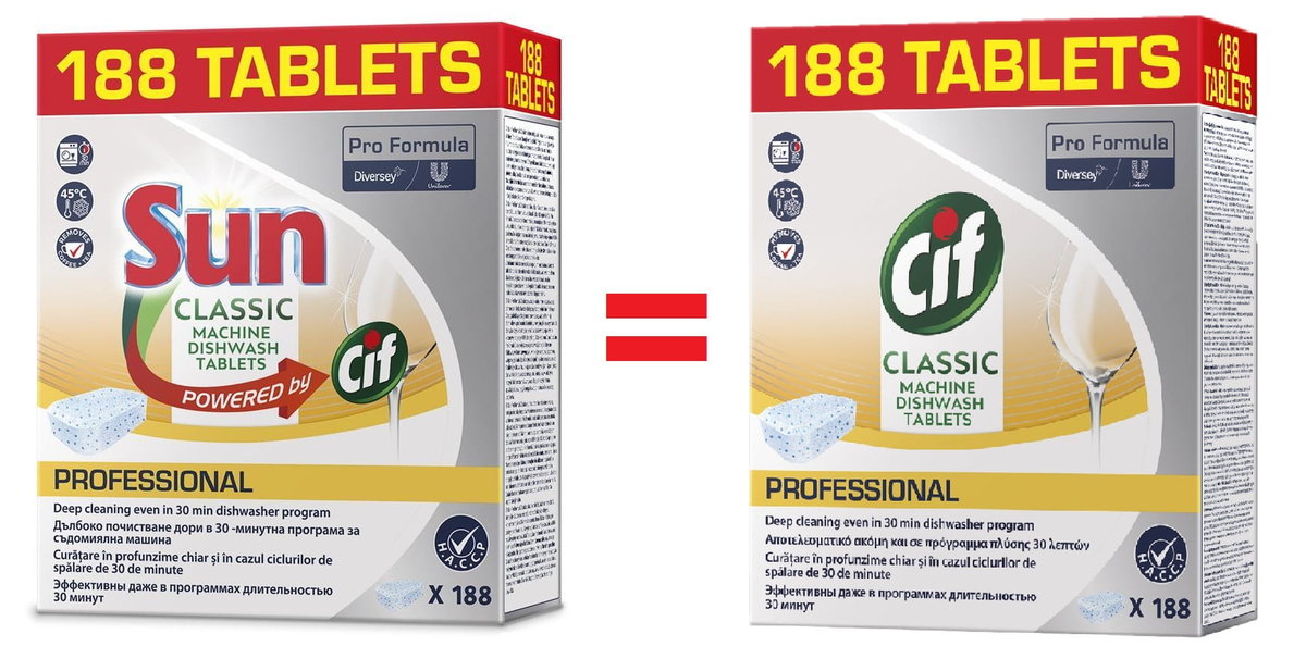 Cif/Sun  Classic Tabletes 188 Szt. - Tabletki Do Zmywarki