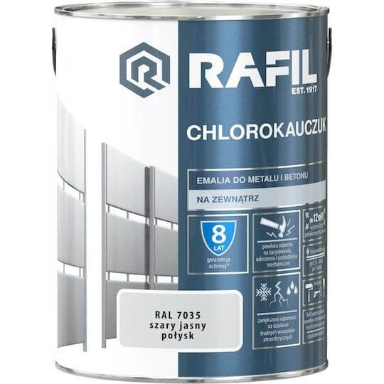 Emalia Chlorokauczukowa Szary Jasny RAL7035 5L Rafil