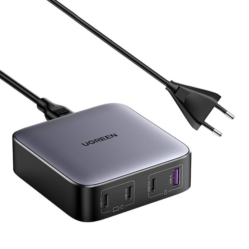 Ładowarka sieciowa UGREEN CD328 Nexode, 3xUSB-C, USB-A, GaN, 100W (czarny)