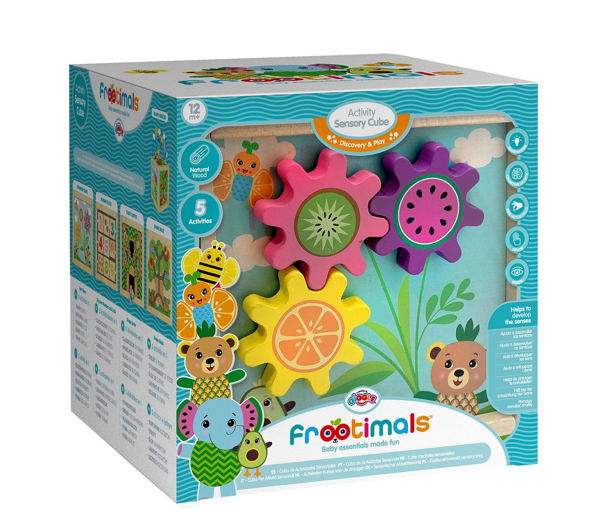 Kostka Aktywności Sensorycznej Drewniana Frootimals 22X22X44Cm