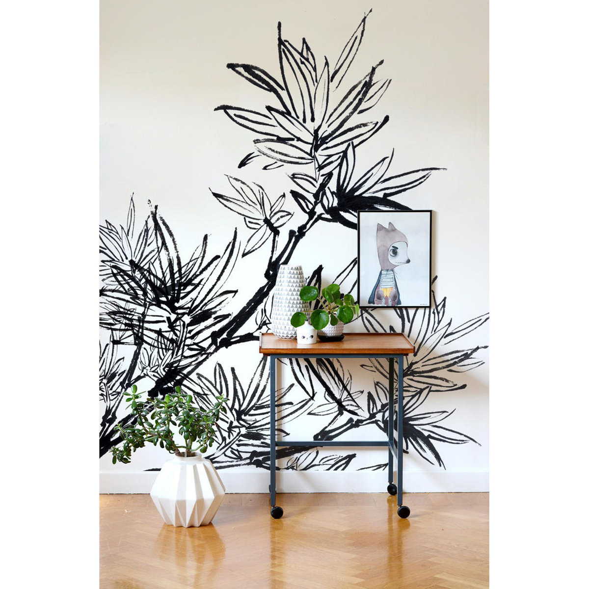 Tapeta flizelina Czarnobiałe kwiaty 152x104 + klej