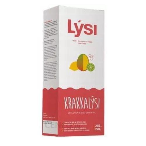 LYSI, Tran islandzki dla dzieci mango-limonka, 240ml