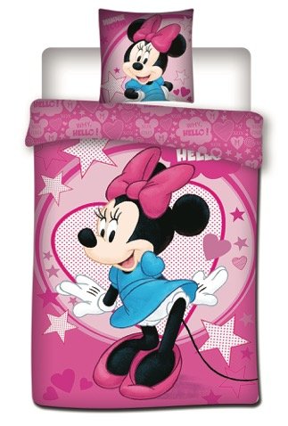 MYSZKA MINNIE RÓŻ KOMPLET POŚCIELI W WORKU 140X200
