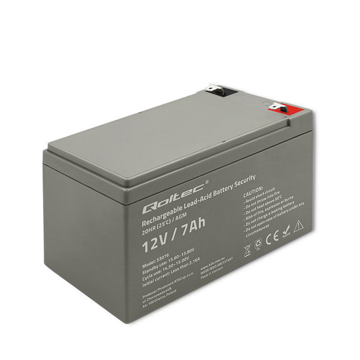 QOLTEC 53076 Akumulator AGM 12V 7Ah max. 105A Security