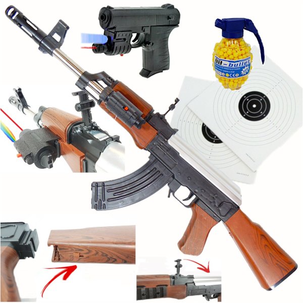 Karabin Na Kulki Ak-47 Kałasznikow Asg+Pistolet+Granat