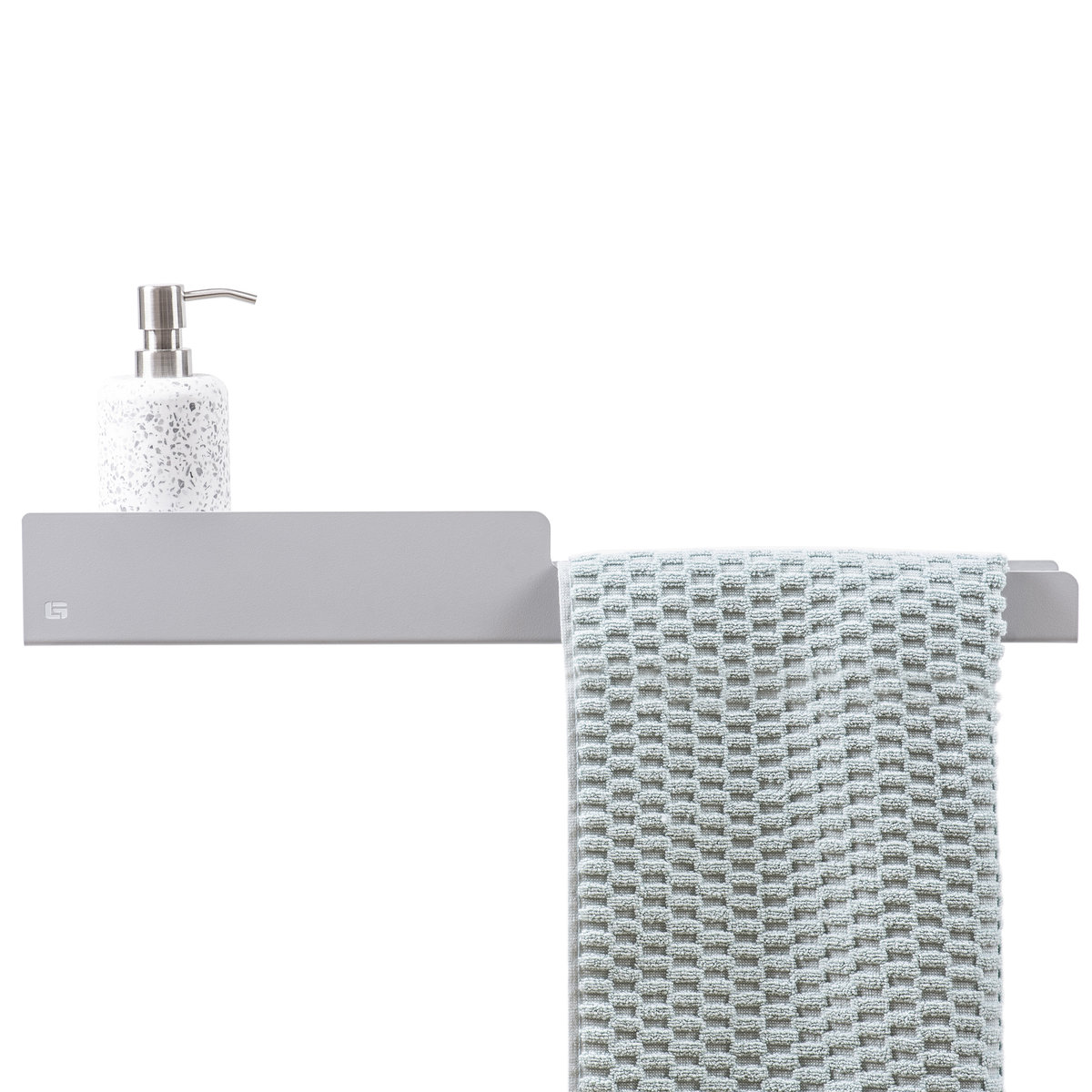 Półka Łazienkowa Ścienna Z Uchwytem Na Ręczniki Szara Naomi