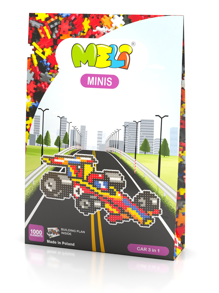 Klocki Meli Minis Car 3In1 Thematic Wafle Puzzle Mozaika 1000 El