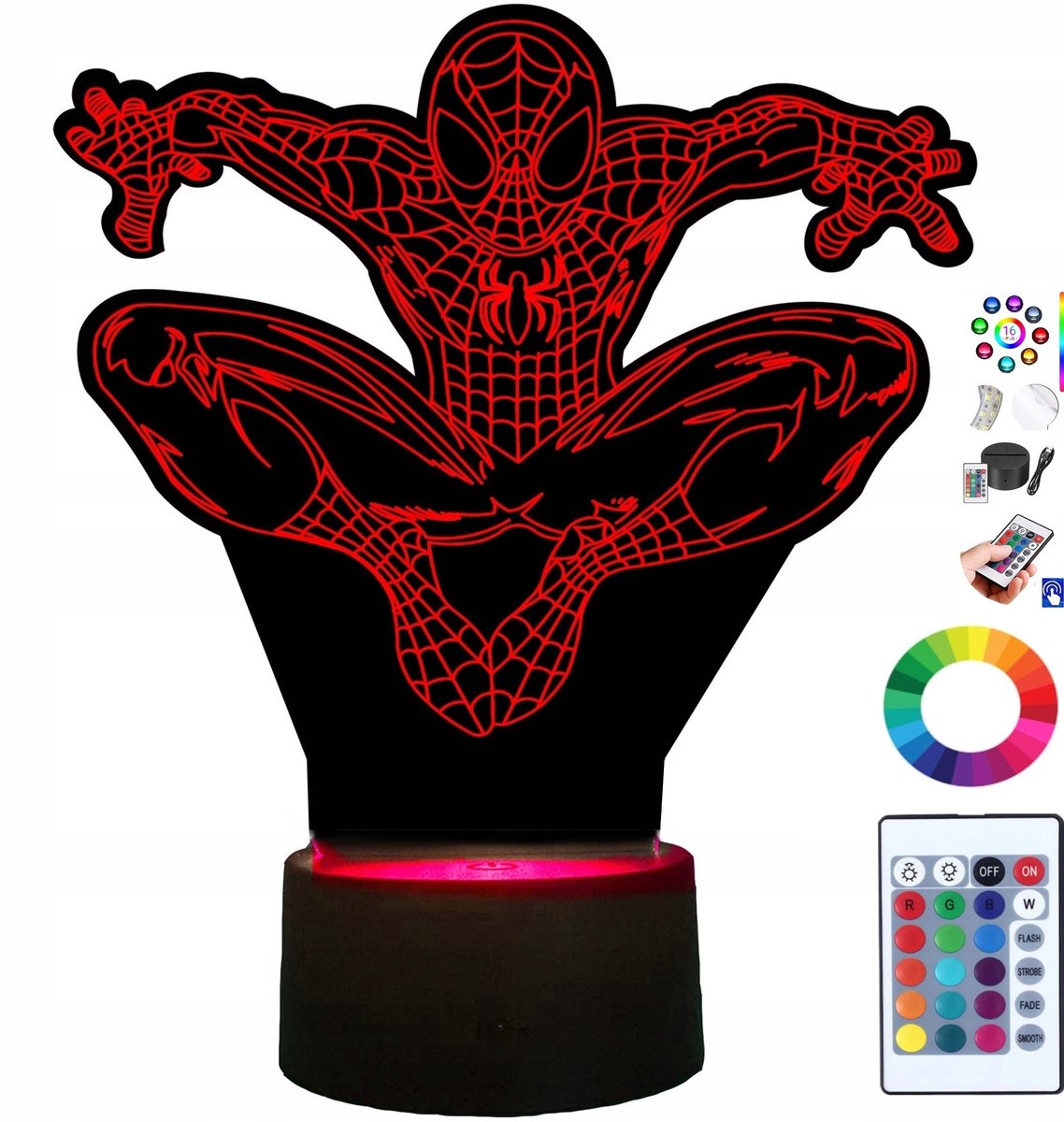 Lampka na biurko Spider Man 16kolorów LED PLEXIDO