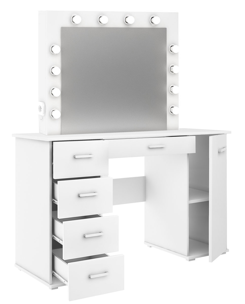 Toaletka Abs B2 Z Oświetleniem 12 Żarówek Led Biała