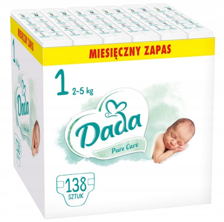 Dada Pure Care, pieluchy, 1, 2-5 kg, 138 szt