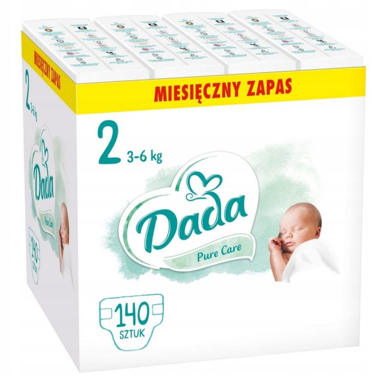 Dada Pure Care, Pieluchy jednorazowe, 2 MINI 3-6 kg, 140 szt