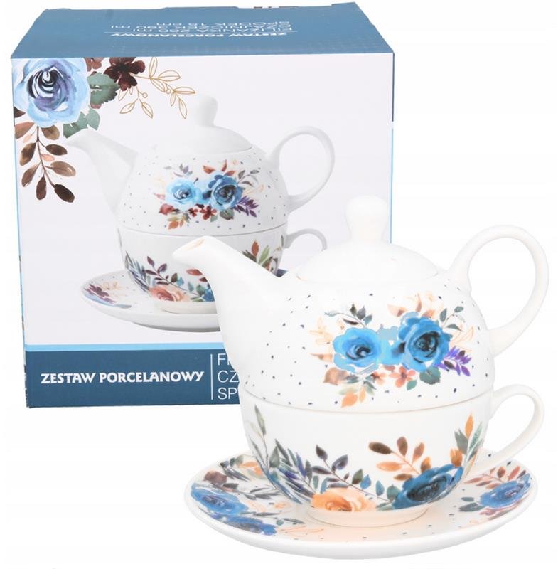 Czajnik porcelanowy z filiżanką imbryk zestaw 4339