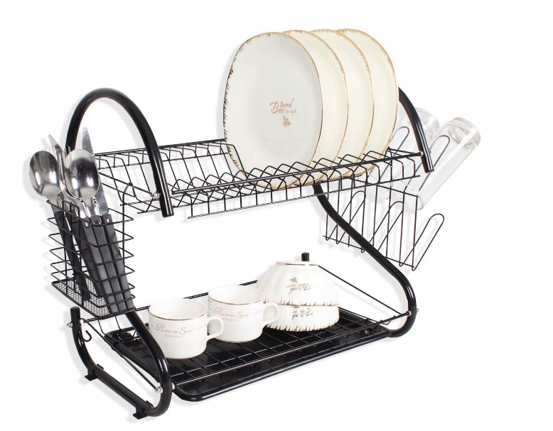 DUŻA SUSZARKA DO NACZYŃ OCIEKACZ NA SZTUĆCE CZARNA