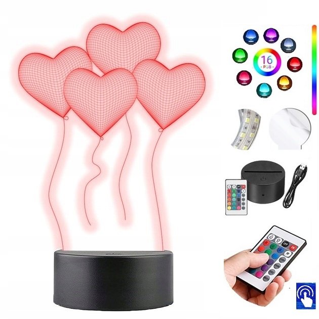 Lampka na biurko Serce Miłość 16kol. LED PLEXIDO