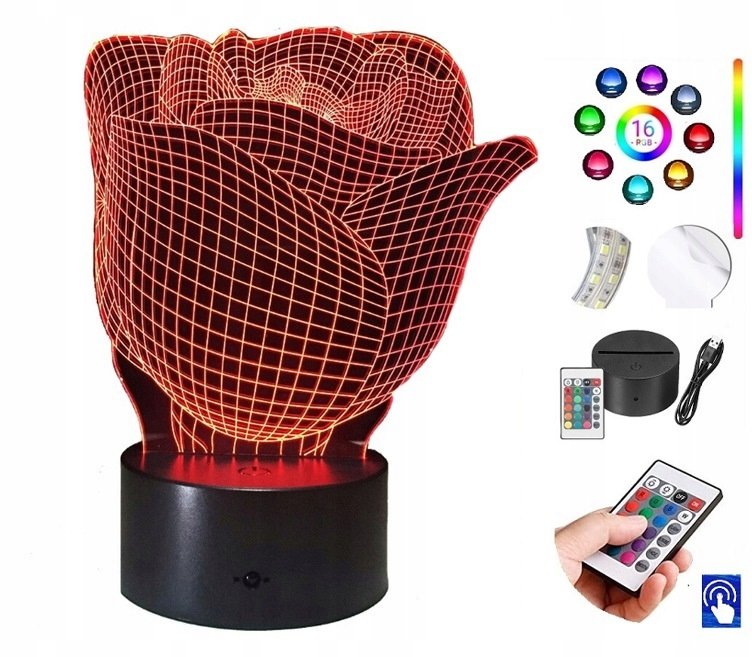 Lampka na biurko Róża kwiat 16kolorów LED PLEXIDO