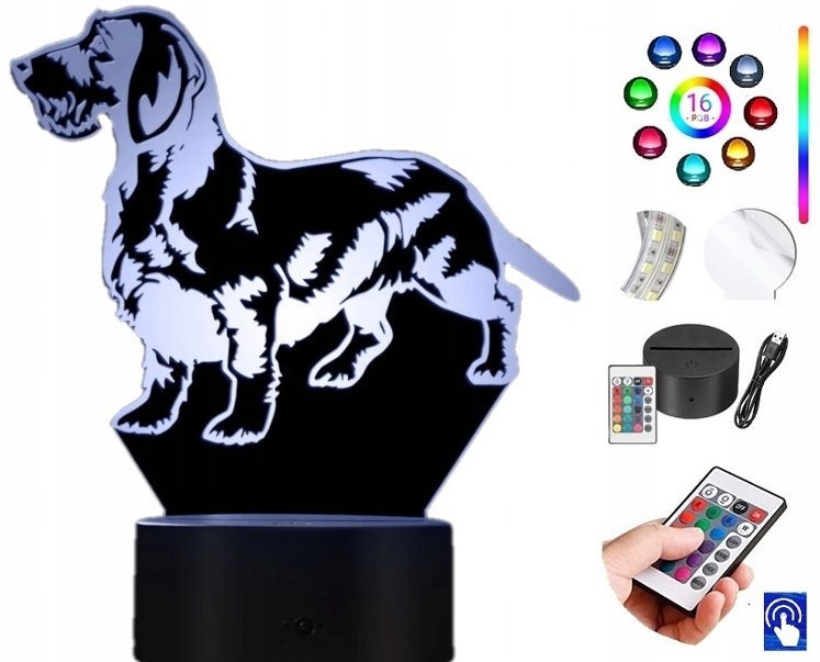 Lampka Na Biurko Jamnik Pies 16Kolorów Led Plexido