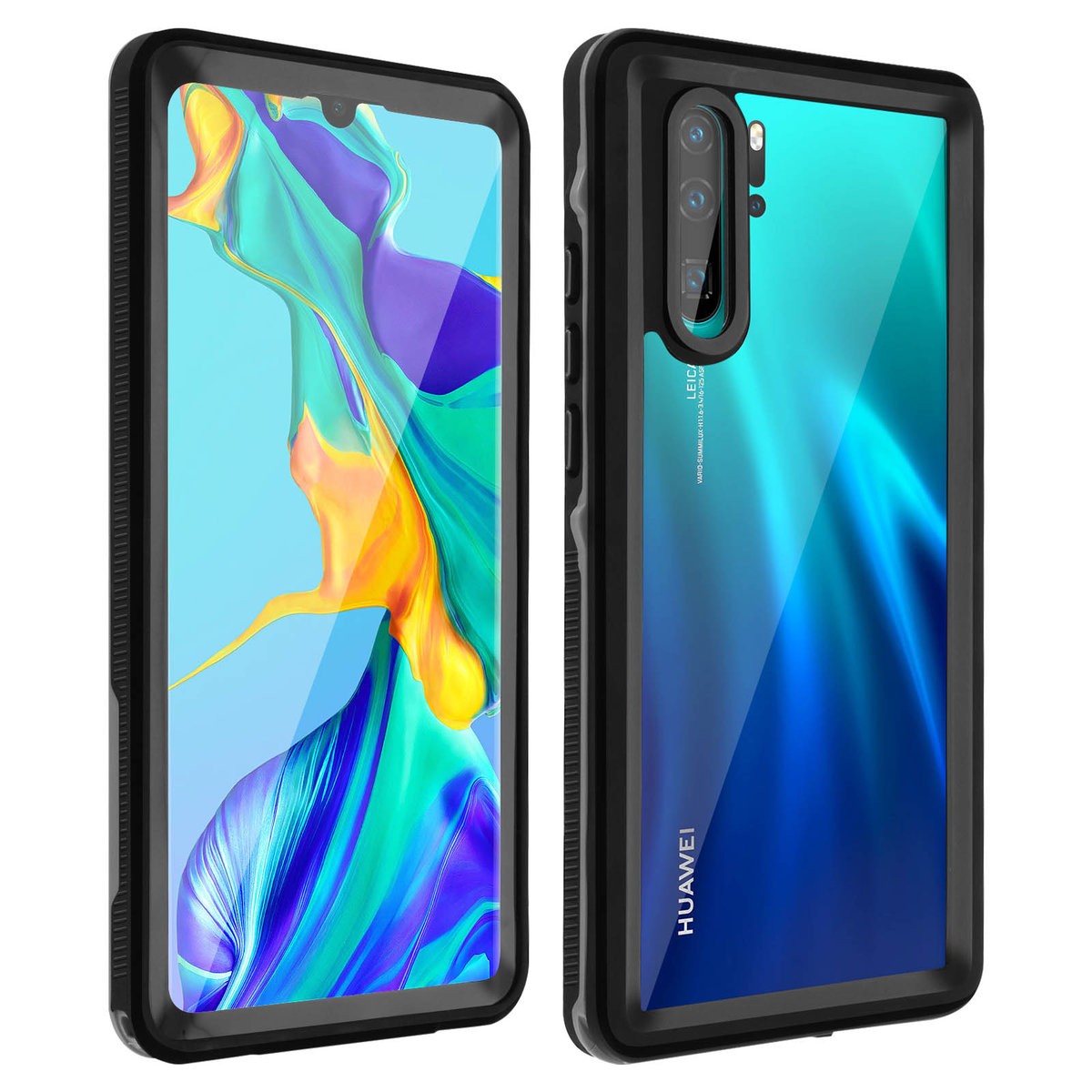 Etui Ochronne Huawei P30 Pro Bi-Materiał Wodoodporny 2M Zabezpieczenie Ekranu Czarny
