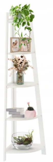 Regał narożny 5 półek drewniany biały 150 stojący