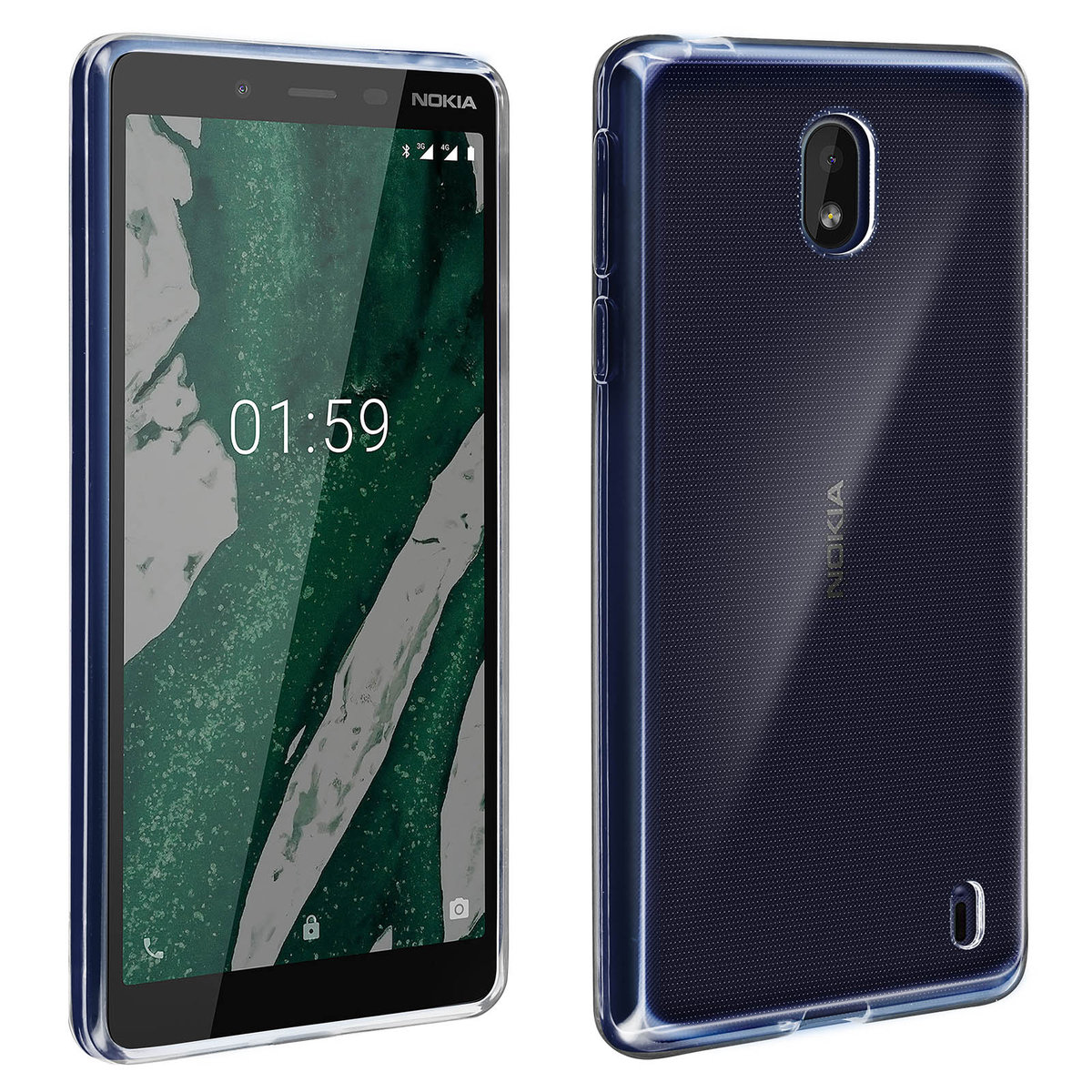 Nokia 1 Plus Protection Pack Folia ze szkła hartowanego Przezroczysta miękka okładka Muvit